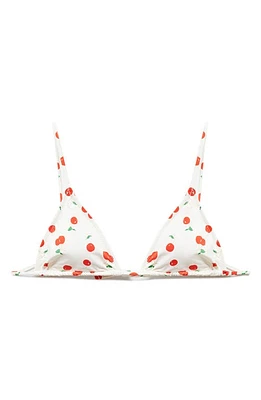 MANGO Cherry Triangle Bikini Top White at Nordstrom,