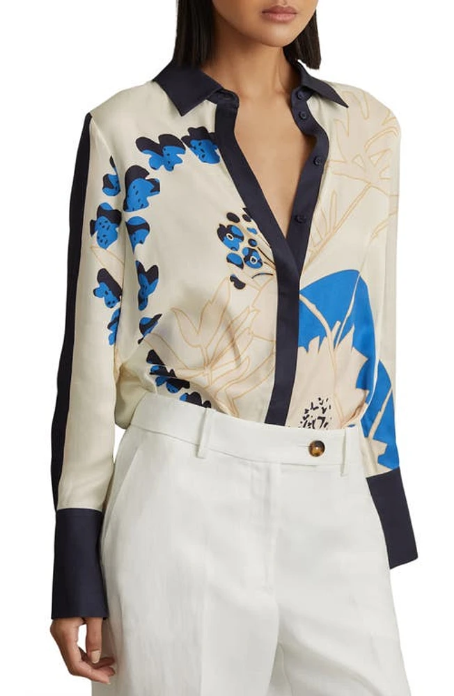 Reiss Isla Print Shirt Blue at Nordstrom,