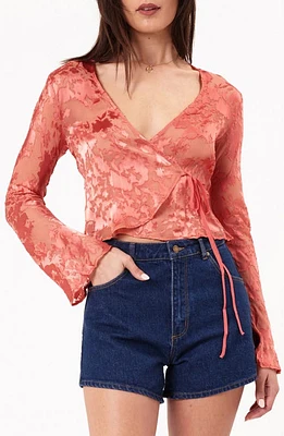 Rolla's Rodeo Sheer Burnout Wrap Top Peach at Nordstrom,