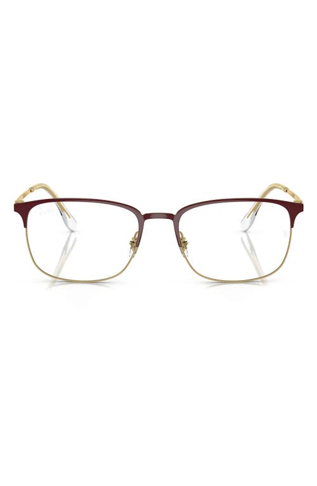 Ray-Ban 54mm Rectangular Pillow Optical Glasses in Bordeaux at Nordstrom