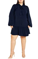 City Chic Charlie Long Sleeve Shirtdress True Navy at