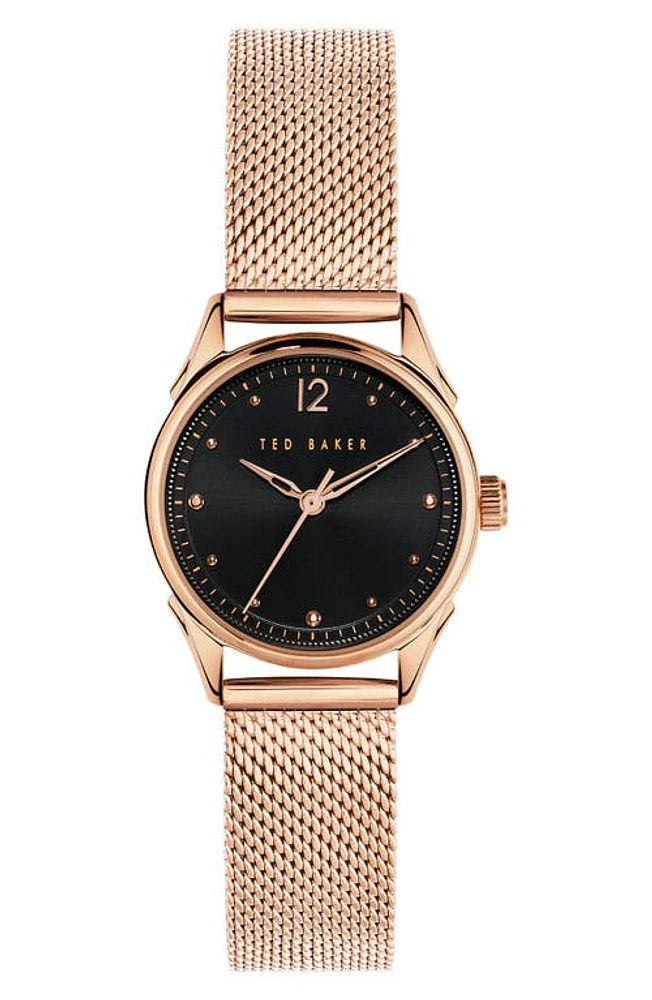 Ted Baker London Luchiaa Mesh Strap Watch, 27mm in Rose Gold/Black/Rose Gold at Nordstrom