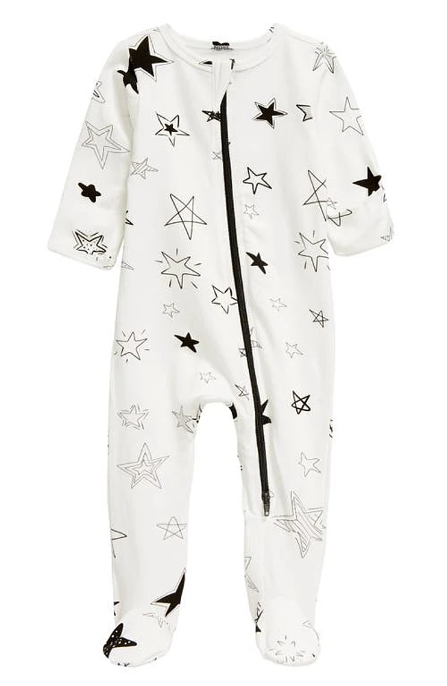 Norani Stars Stretch Organic Cotton Footie in Black/White at Nordstrom, Size 9-12M