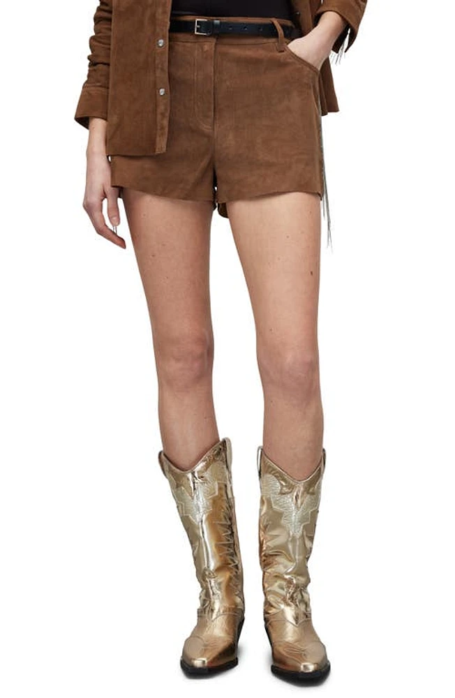 AllSaints Tarly Beaded Shorts in Tan Brown at Nordstrom, Size 8