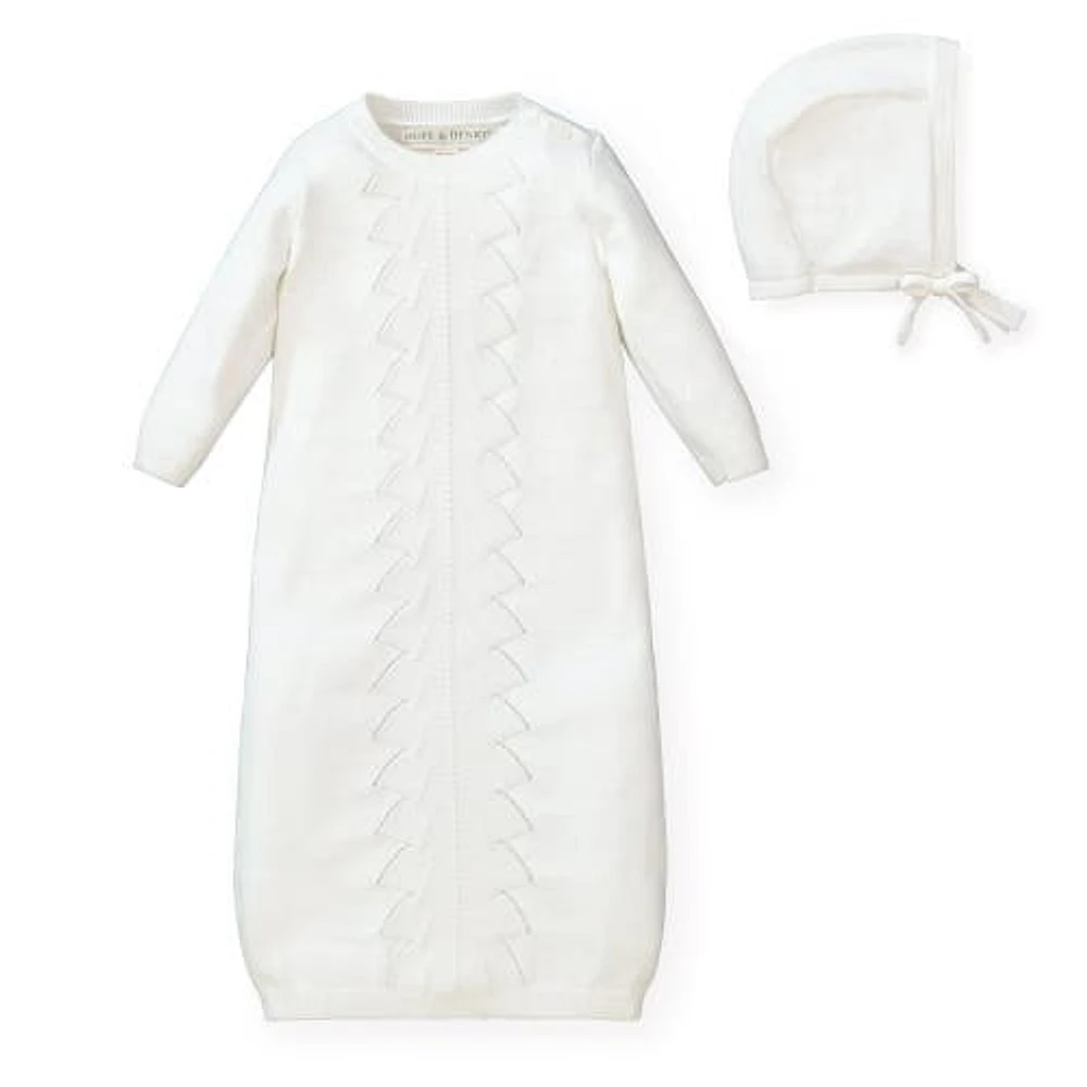 Hope & Henry Baby Sweater Gown and Bonnet Set Soft White at Nordstrom,