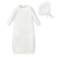 Hope & Henry Baby Sweater Gown and Bonnet Set Soft White at Nordstrom,