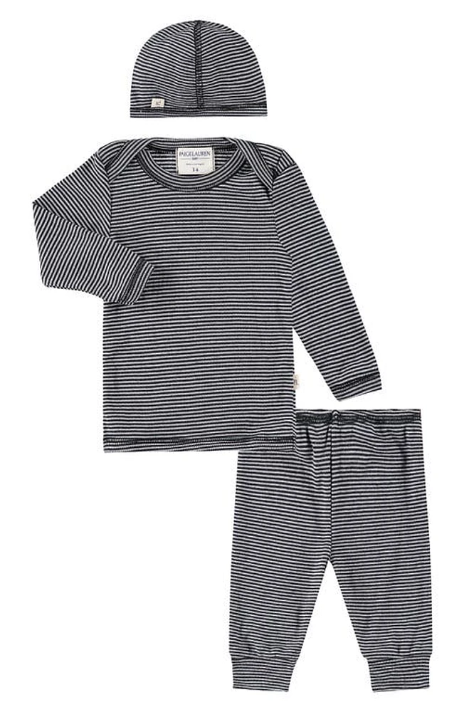 PAIGELAUREN Rib Long Sleeve Top, Leggings & Hat Set in Dark Gray at Nordstrom