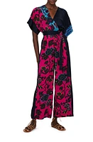 DVF Rinna Mixed Floral Print Jumpsuit China Vine Pink/Barrier Reef at Nordstrom,