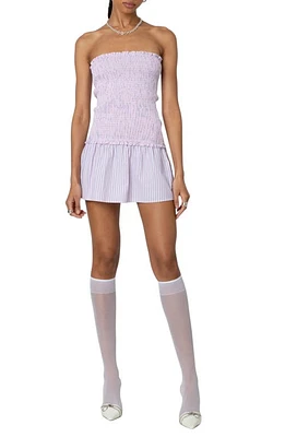 EDIKTED Smocked Strapless Minidress Pink at Nordstrom,