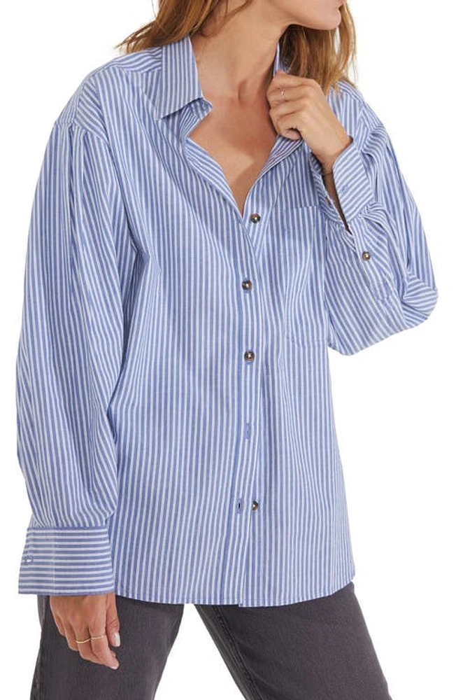 ÉTICA Mallory Pleated Sleeve Oversize Shirt Salute Stripe at Nordstrom,