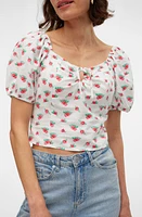 VERO MODA Hart Floral Print Crop Top Snow White Aopmella at Nordstrom,