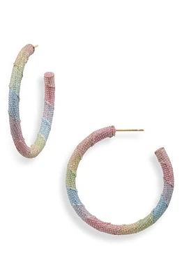 Deepa Gurnani Ozari Glitter Wrapped Hoop Earrings in Pink Multi at Nordstrom