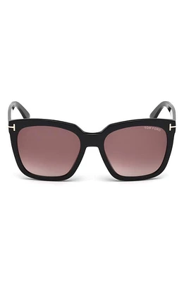 TOM FORD Amarra 55mm Gradient Square Sunglasses in Black/Gradient Burgundy at Nordstrom