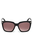 TOM FORD Amarra 55mm Gradient Square Sunglasses in Black/Gradient Burgundy at Nordstrom