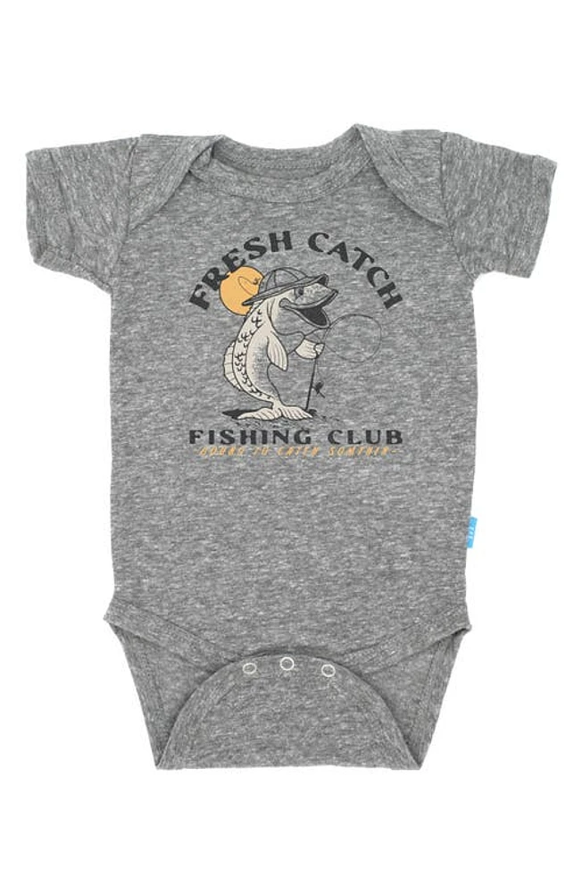 Feather 4 Arrow Fresh Catch Cotton Graphic Bodysuit Heather Grey at Nordstrom, M