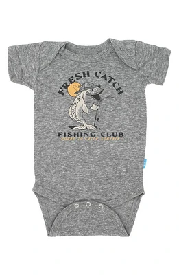 Feather 4 Arrow Fresh Catch Cotton Graphic Bodysuit Heather Grey at Nordstrom, M