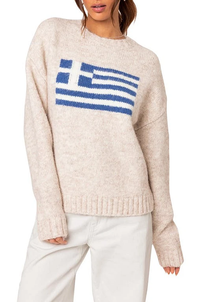 EDIKTED Greece Oversize Chunky Sweater Stone at Nordstrom,