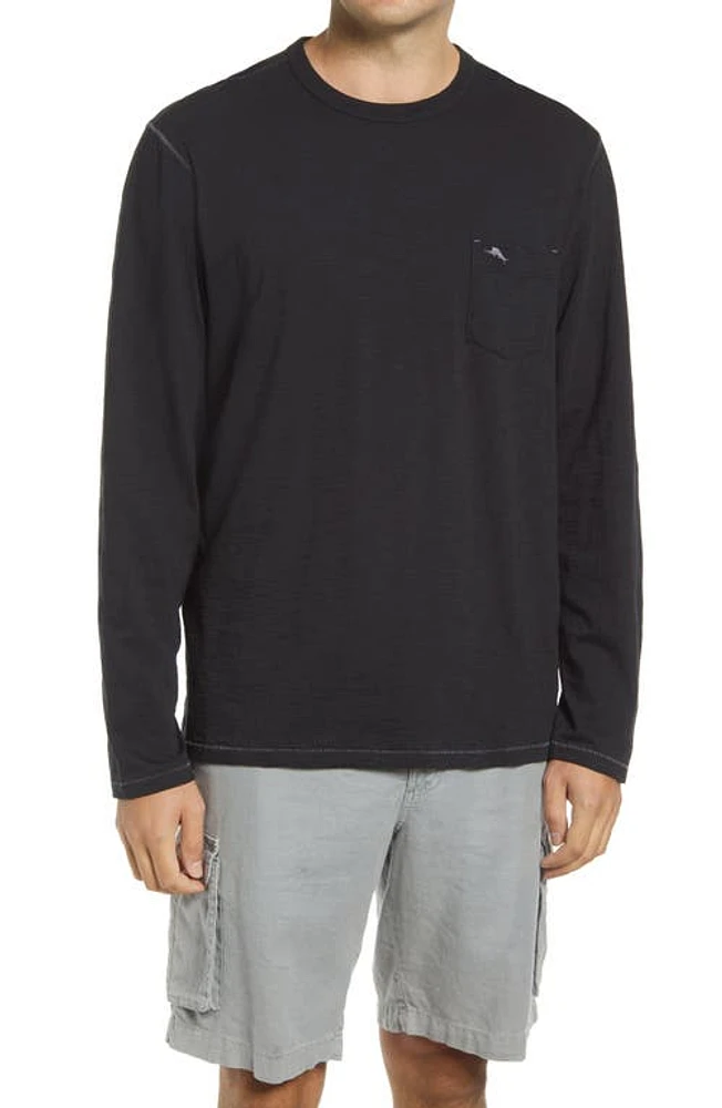 Tommy Bahama Bali Beach Long Sleeve Cotton T-Shirt in Black at Nordstrom, Size Small