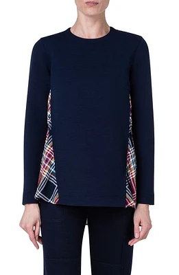 Akris punto British Check Panel Tunic Blue Multi at Nordstrom,