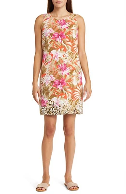 Tommy Bahama Paradise Perfect Floral Sleeveless Silk Shift Dress in Orange Flame at Nordstrom, Size Small