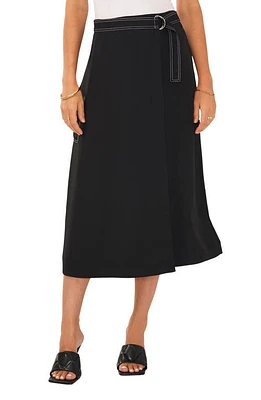 Vince Camuto Cargo Pocket Belted Midi Faux Wrap Skirt Rich Black at Nordstrom,