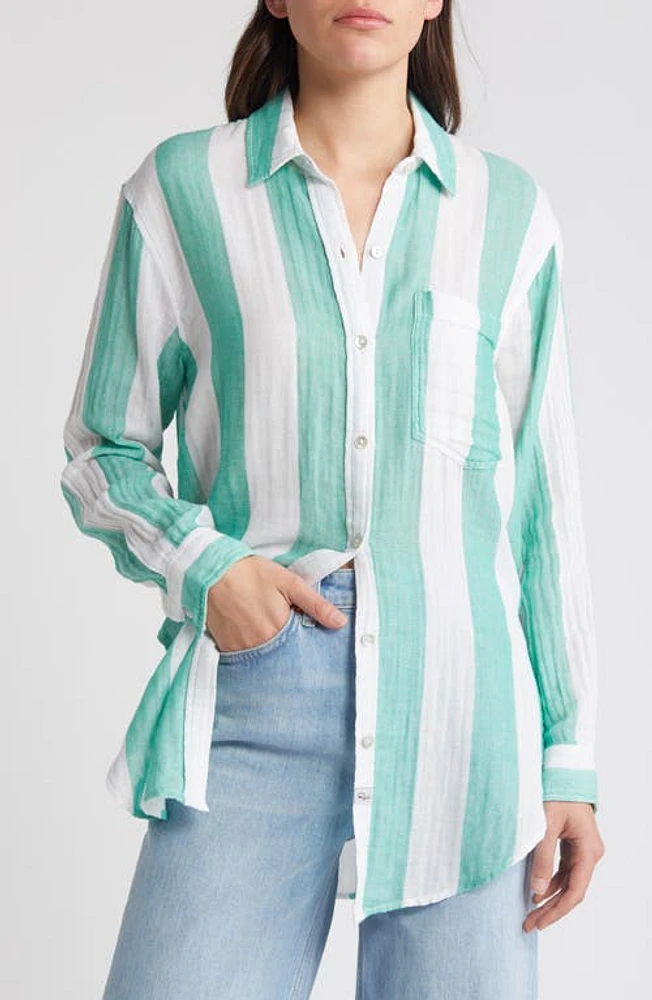 Rails Jaylin Stripe Cotton Button-Up Shirt Jade at Nordstrom,