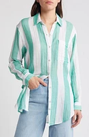 Rails Jaylin Stripe Cotton Button-Up Shirt Jade at Nordstrom,