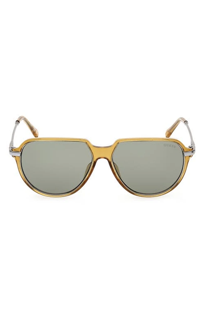 GUESS 56mm Aviator Sunglasses in Yellow /Green at Nordstrom