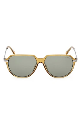 GUESS 56mm Aviator Sunglasses in Yellow /Green at Nordstrom