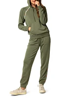 PJ Salvage Postive Vibes Brushed Fleece Pajamas Pine at Nordstrom,