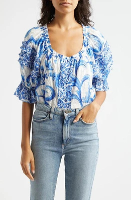 Ramy Brook Lula Print Off the Shoulder Top Positano at Nordstrom,