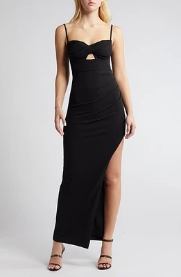 Lulus Twist Body-Con Cocktail Dress Black at Nordstrom,