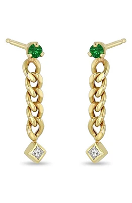 Zoë Chicco Emerald & Diamond Chain Earrings in 14K Yg at Nordstrom