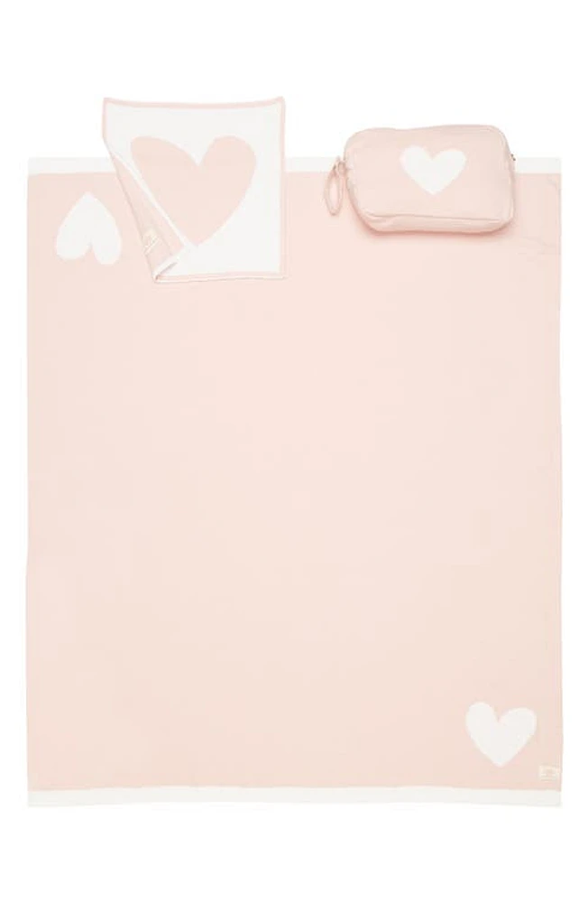 Pink Lemonade Heart Organic Cotton Baby Blanket & Travel Pouch Set in Pink Pearl/Ivory at Nordstrom