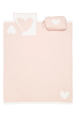 Pink Lemonade Heart Organic Cotton Baby Blanket & Travel Pouch Set in Pink Pearl/Ivory at Nordstrom