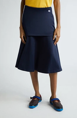 Wales Bonner Mantra Layered Midi Skirt Navy at Nordstrom,