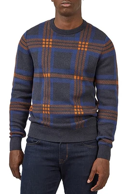 Ben Sherman Jacquard Check Cotton Crewneck Sweater Dark Navy at Nordstrom,