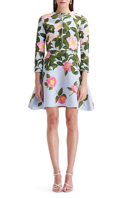 Oscar de la Renta Camellia Jacquard Cardigan in Pink/Pale Blue at Nordstrom, Size Medium