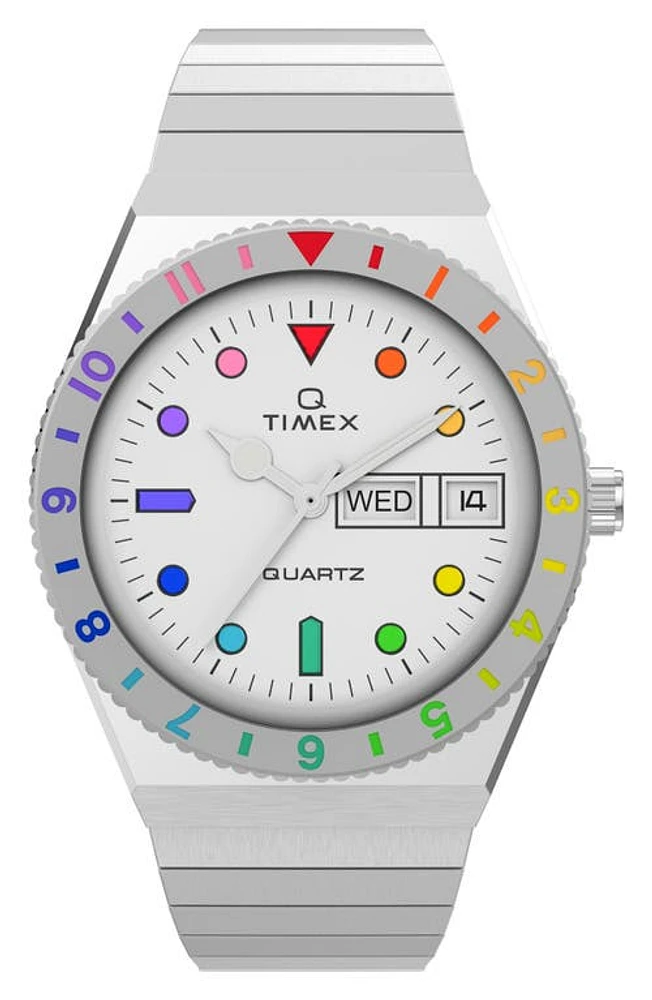 Timex Q Rainbow Expansion Bracelet Watch, 36mm in Silver at Nordstrom, Size 36 Mm