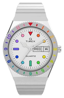 Timex Q Rainbow Expansion Bracelet Watch, 36mm in Silver at Nordstrom, Size 36 Mm