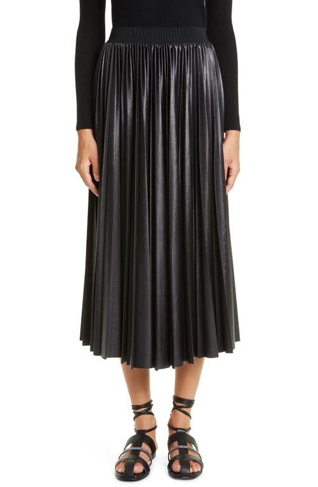 Fabiana Filippi Pleated Faux Leather Maxi Skirt in Black at Nordstrom, Size 4 Us