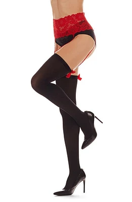 MeMoi No Strings Attached Suspender Tights Black-Red at Nordstrom,