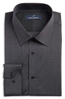 DANIEL HECHTER Tonal Dot Non-Iron Stretch Dress Shirt Black at Nordstrom,