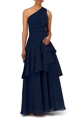 Aidan Mattox by Adrianna Papell Tiered One-Shoulder Ballgown at Nordstrom,