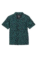 Volcom Kids' Asphalt Beach Squiggle Print Camp Shirt Black at Nordstrom,