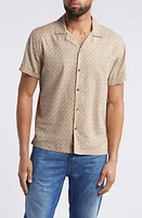 Rails Atlas Geo Print Linen Blend Camp Shirt Ikat Oat at Nordstrom,