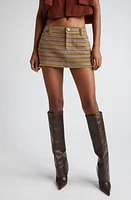 K. NGSLEY Gender Inclusive Fill Him Cutout Wool Blend Chenille Miniskirt Brown Multi at Nordstrom,