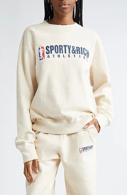 Sporty & Rich Team Logo Cotton Graphic Sweatshirt Cream at Nordstrom,