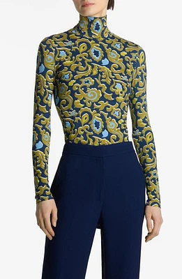 St. John Collection Nuda Paisley Print Top Royal Blue Multi at Nordstrom,