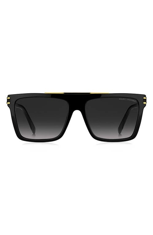 Marc Jacobs 58mm Rectangle Sunglasses in Black /Grey Shaded at Nordstrom